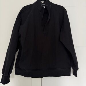 Aritzia sweat fleece boyfriend Black 1/4 Zip-Up